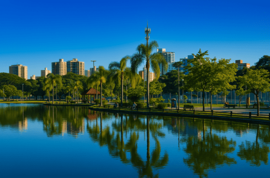 Pessoas passeando no Bosque Maia em uma tarde de lazer em Guarulhos